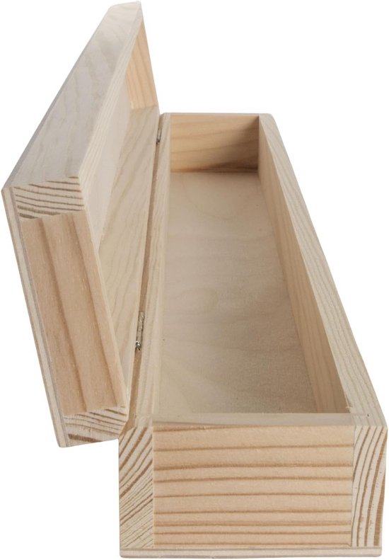 KIM Mini houten kist met klepdeksel- met handgrepen – 20 cm breed – naturel vurenhout
