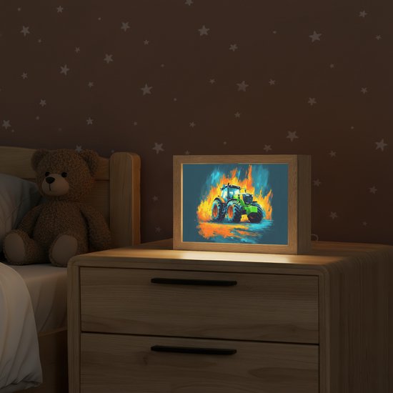 Nachtlampje 20x15 cm - Kinder lamp - Abstract - Tractor - Groen - Tafellamp kinderkamer - Slaapkamer lamp - Bedlamp kinderen - Kinderlampje stopcontact - Wandlamp babykamer - Nachtlampjes van Merkloos — afbeelding 2