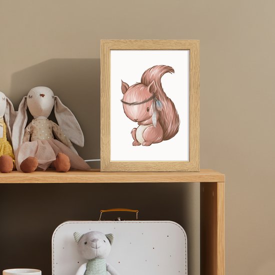 Nachtlampje 15x20 cm - Kinder lampje - Eekhoorn - Dier - Bosdieren - Bruin - Tafellamp kinderkamer - Slaapkamer lamp - Bedlamp kinderen - Kinderlampje stopcontact - Wandlamp babykamer - Nachtlampjes van Merkloos — afbeelding 3