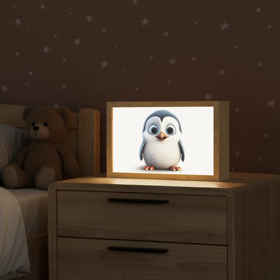 Nachtlampje 30x20 cm - Kinder lampje - Pinguïn - Dieren - Meisjes - Kind - Jongens - Tafellamp kinderkamer - Slaapkamer lamp - Bedlamp kinderen - Kinderlampje stopcontact - Wandlamp babykamer - Nachtlampjes van Merkloos — afbeelding 2