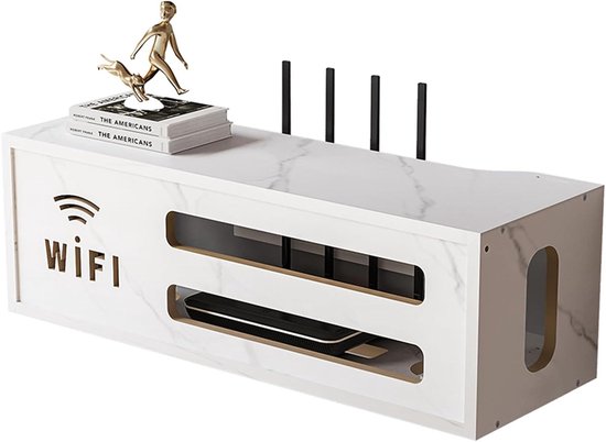 Wandgemonteerde WiFi-router Opbergdoos Stopcontact Afscherming Draad Doos met Kast Deur TV Set-Top Box Muur Opslag Decoratieve Doos