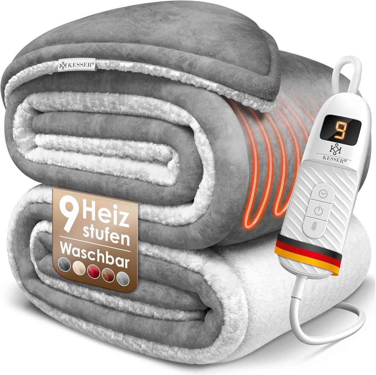 Elektrische Deken Sherpa Fleece Dubbelzijdig - Verwarmde Deken met Timer en 9 Warmtestanden