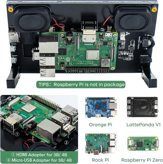 CUQI 7 Zoll Mini Monitor HD IPS 1024x600 HDMI Display Touchscreen für Raspberry Pi 3/4/5, PC, Windows, Xbox, Kamera
