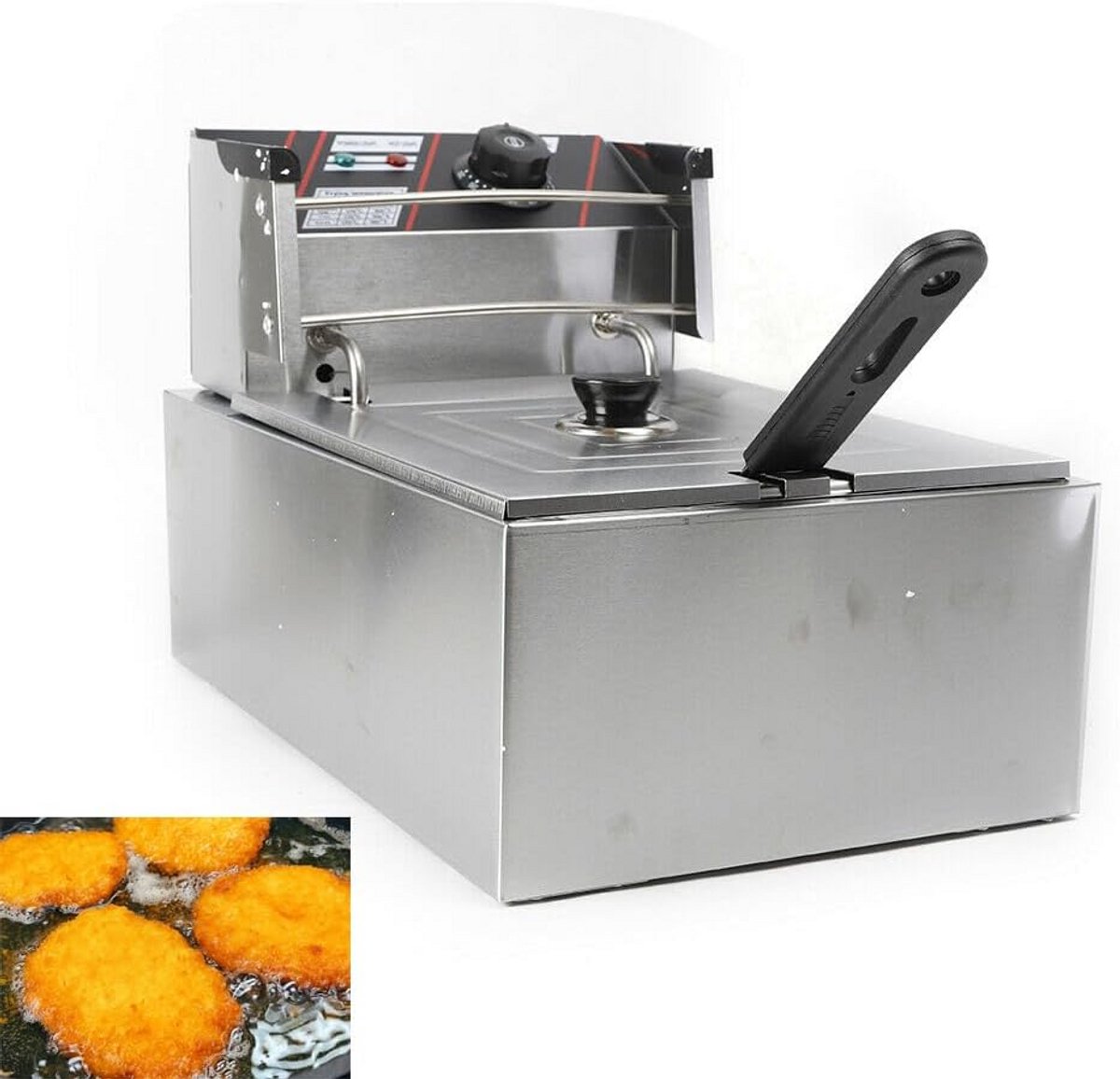 Dubbele RVS Frituurpan met Koude Zone en Instelbare Temperatuur 1x 5.5L