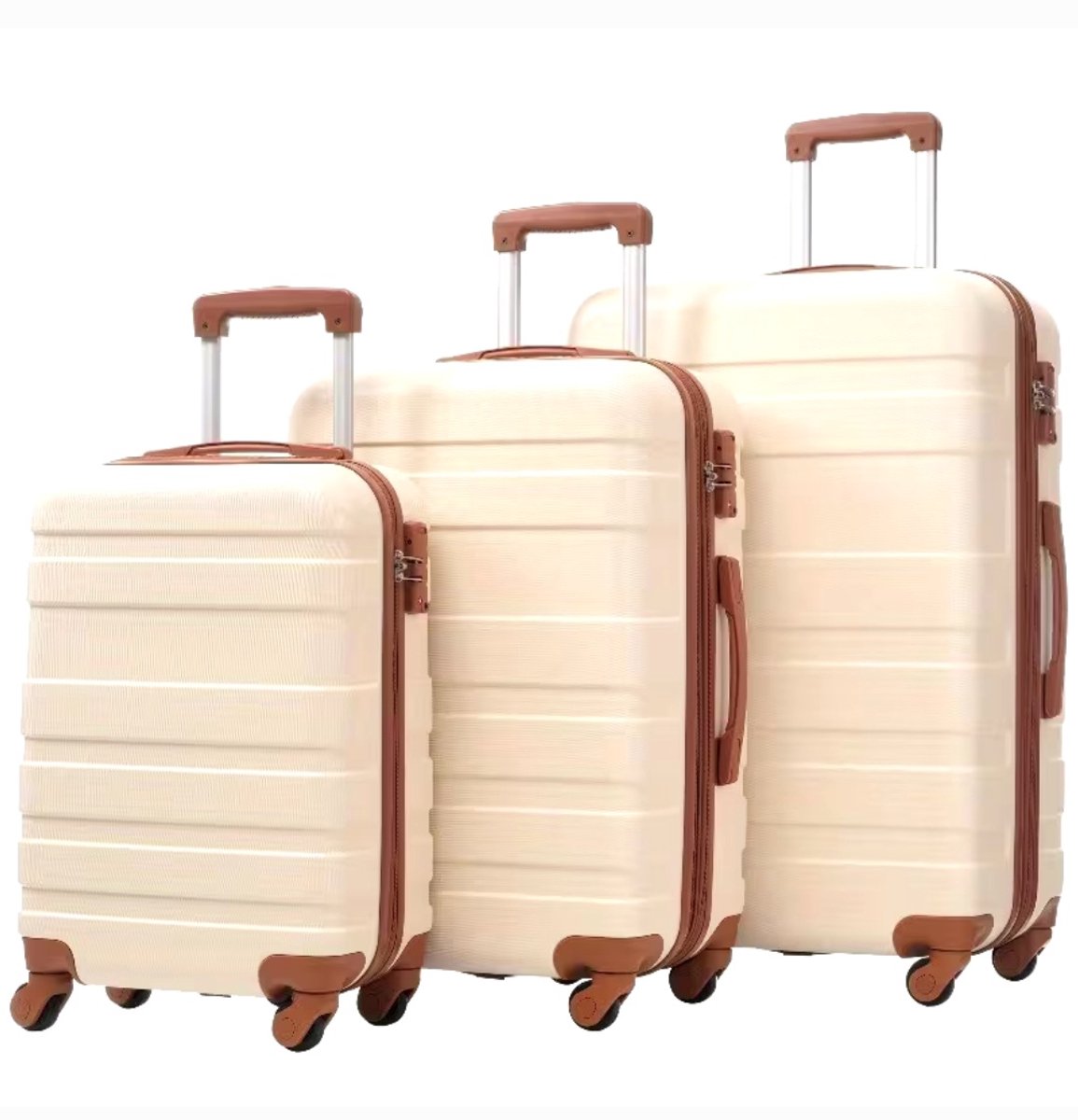 Set van 3 Koffers - Handbagage 54 cm, Middelgrote Koffer 68 cm, Grote Koffer 78 cm - Harde Schaal - TSA Slot - Zwart