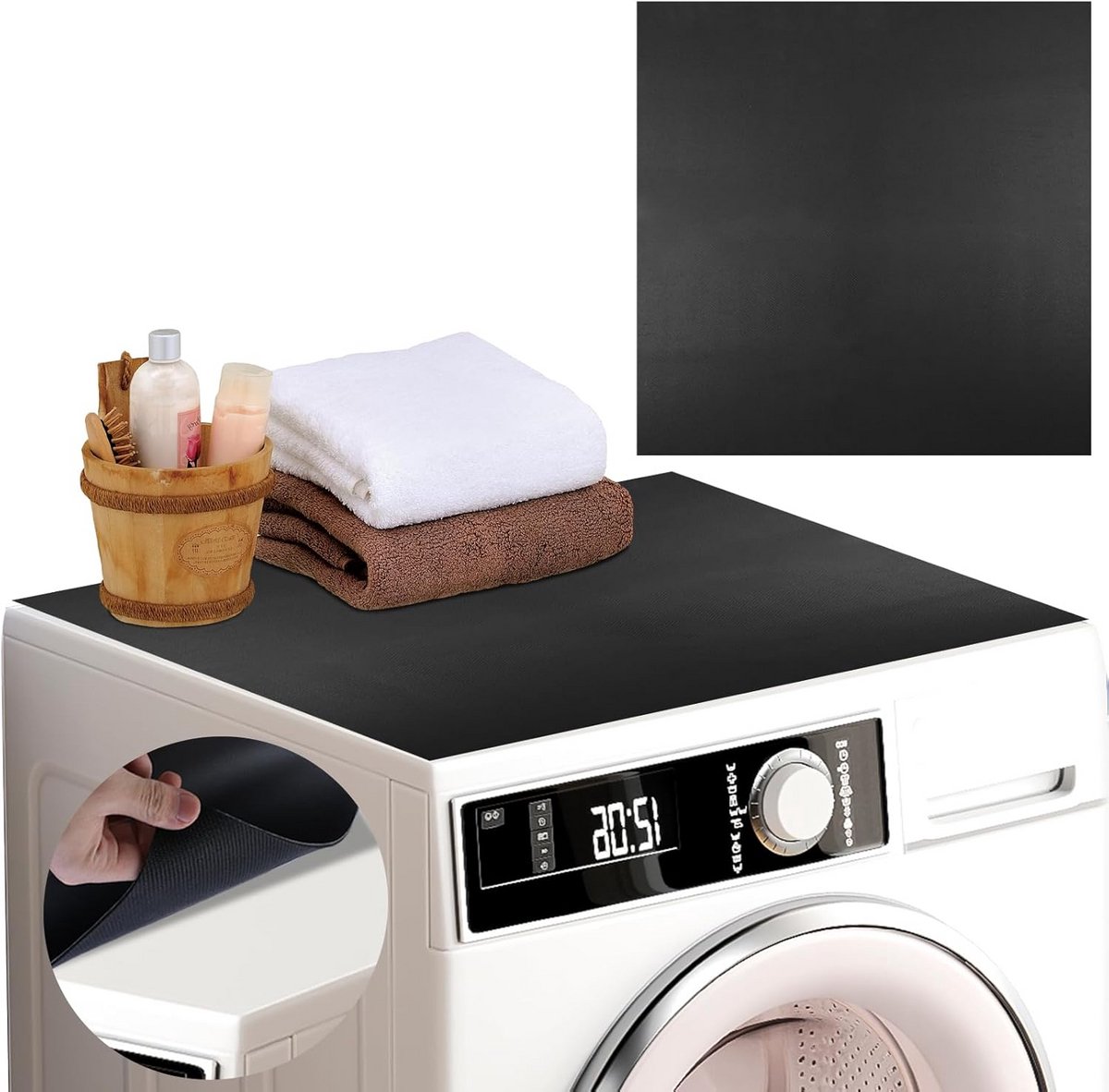 Washer Droger Bovenmat Zwart 60x60 cm - Stof- en Krasbescherming