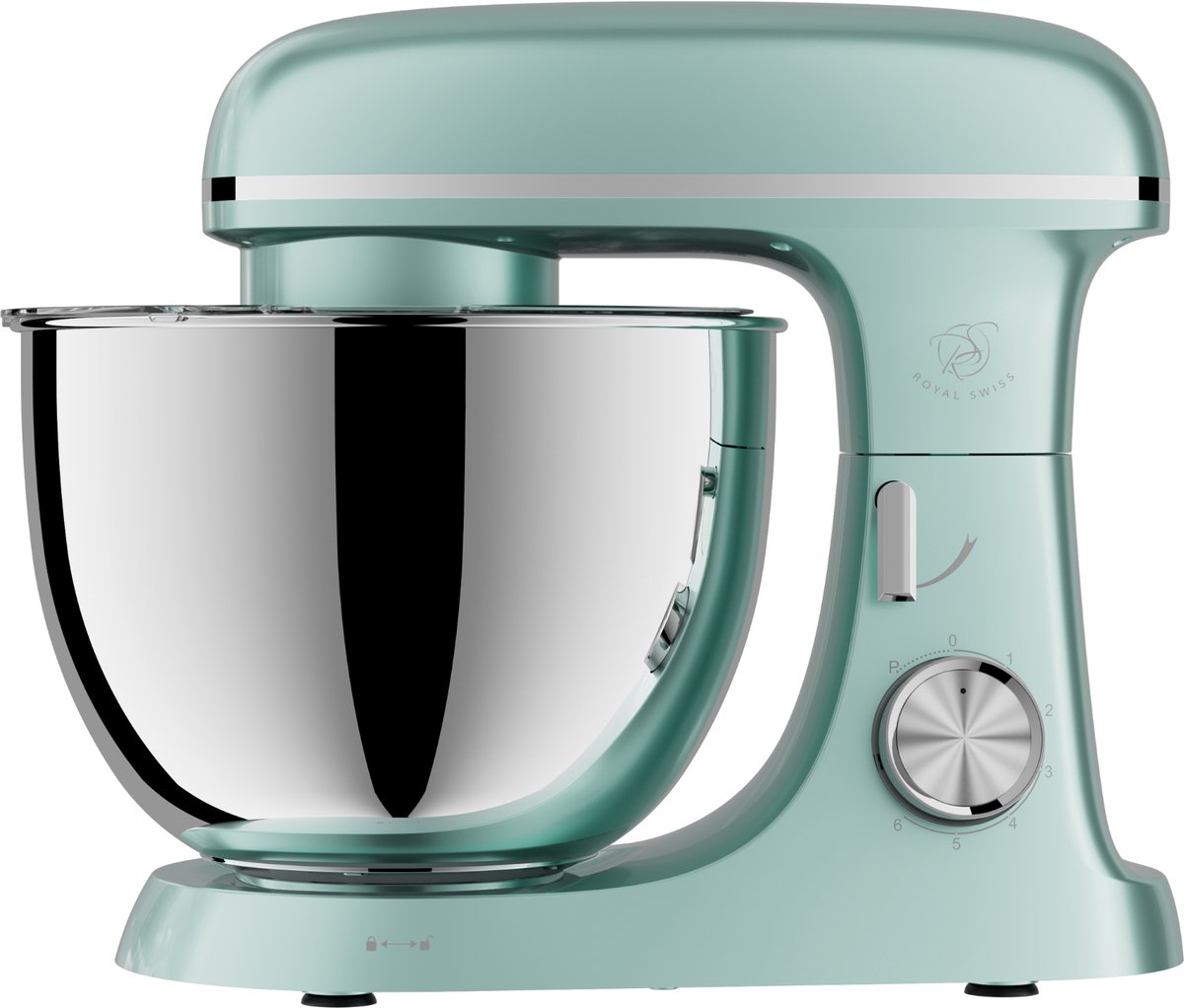 Keukenmachine 2000W – 8.5L RVS Mengkom – Planetair Mengsysteem – 6 Snelheden – Mintgroen – Royal Swiss®