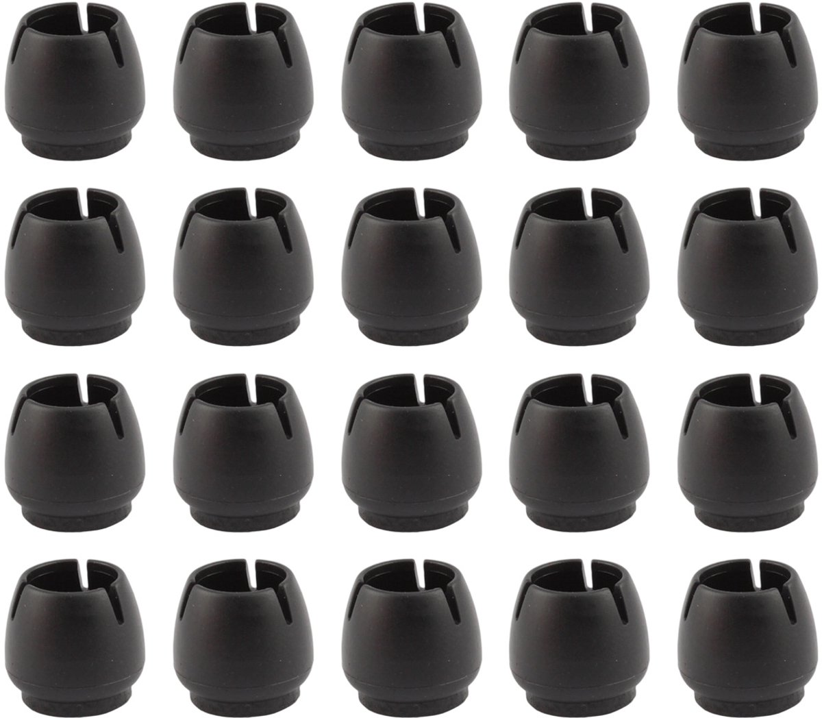 Ynkkvre - Stoelpootkappen Set – Rubberen en Vilten Beschermers voor Stoelen, Rond 17-21mm, 20 Stuks, Zwart