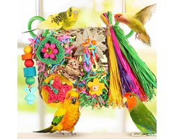 Candala Vogelspeelgoed, parkietenspeelgoed, foerageerspeelgoed voor vogels, grasmat, klimmuur voor parkiet, papegaai, valkparkiet, kool, tortelduifje, graskooi, kleine tot middelgrote vogels (warme zon)