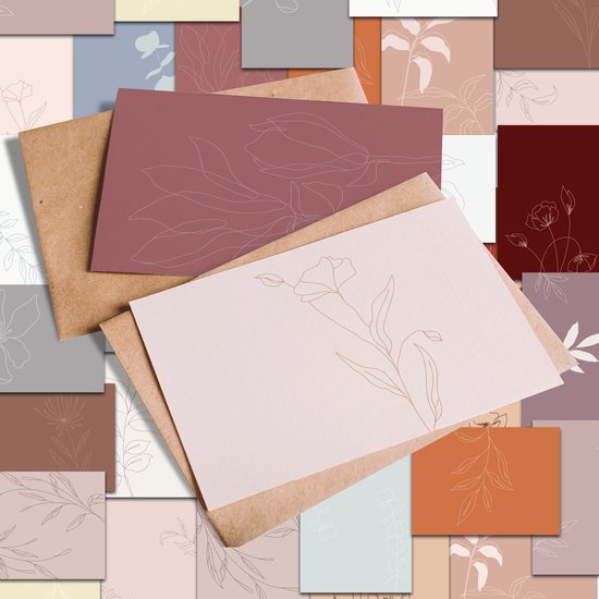 Systemyze 40x Wenskaarten Set Zonder Tekst – Ansichtkaarten Blanco – Met Enveloppen – Pastel Thema – Formaat A6