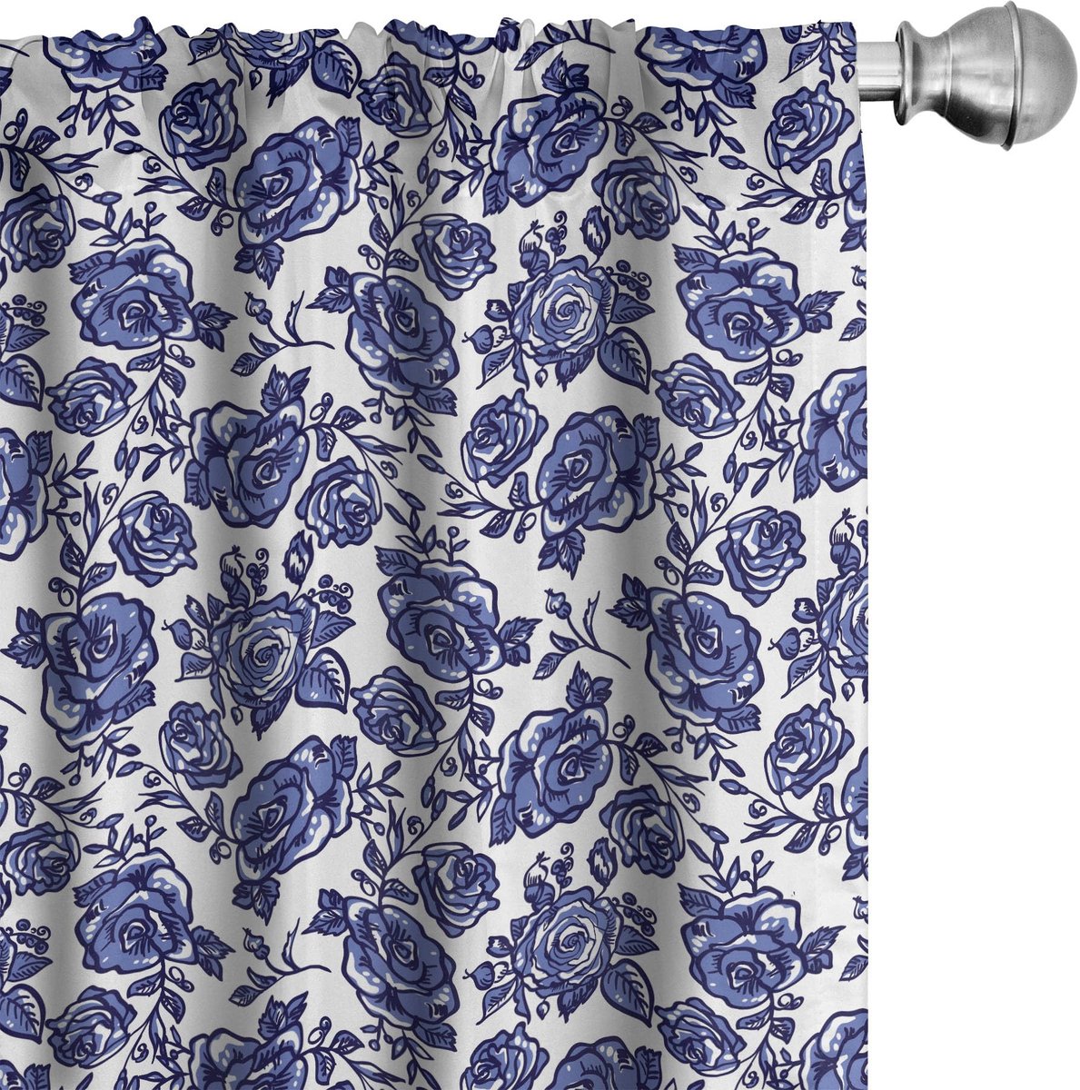 ABAKUHAUS AST Bloemen Voorhang – 2x75x225 cm – Violet Blauw Wit