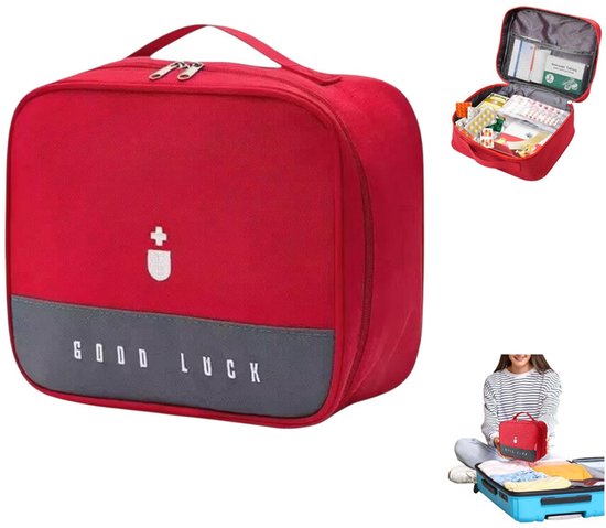 1 stuk - EHBO koffers - Reis EHBO - Kleine EHBO - EHBO Kit - rood - ehbo koffer - Grote medische opbergtas geschikt voor thuis, op kantoor en op reis - Verbanddoos - Verpleegdoos - EHBO-doos voor op reis