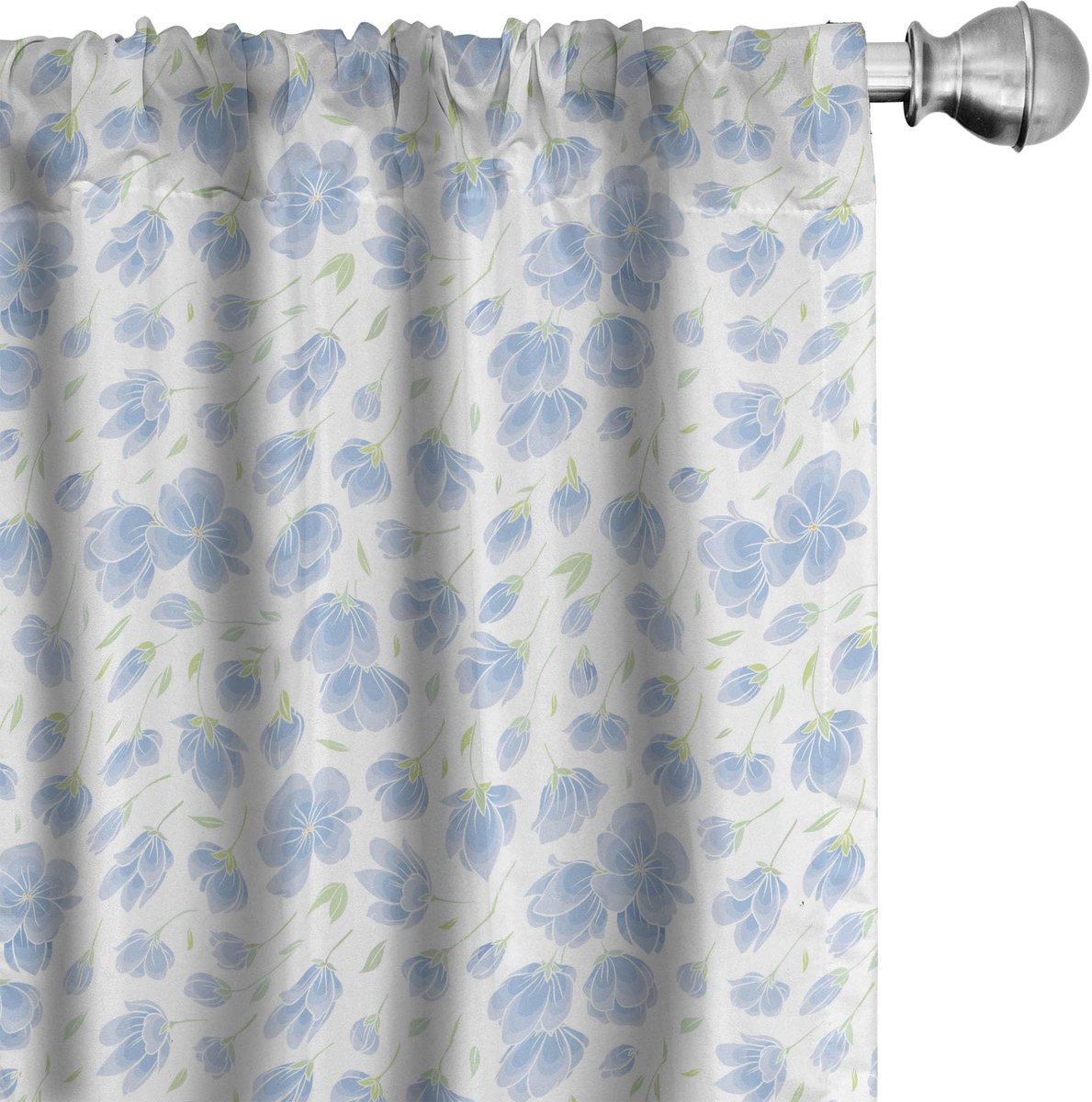 ABAKUHAUS Voorhangen 2x75x245 cm – Sakura Bloesem – Lichtazuurblauw/Wit Pale Azure Blau Weiß