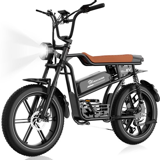 EVERCROSS EK30 Elektrische Fatbike | Off-road E-bike met 20*4.0" dikke banden | 48V 13AH verwijderbare lithiumbatterij - Max 90 km bereik | Max 25km/u | 7 versnellingen| Zwart - EVERCROSS - €949,99