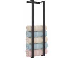 Via Fectio® Handdoekrek Mat Zwart – RVS Wandrek Badkamer – Handdoekenrek voor 10+ Handdoeken – Industrieel – 70×20×14 cm