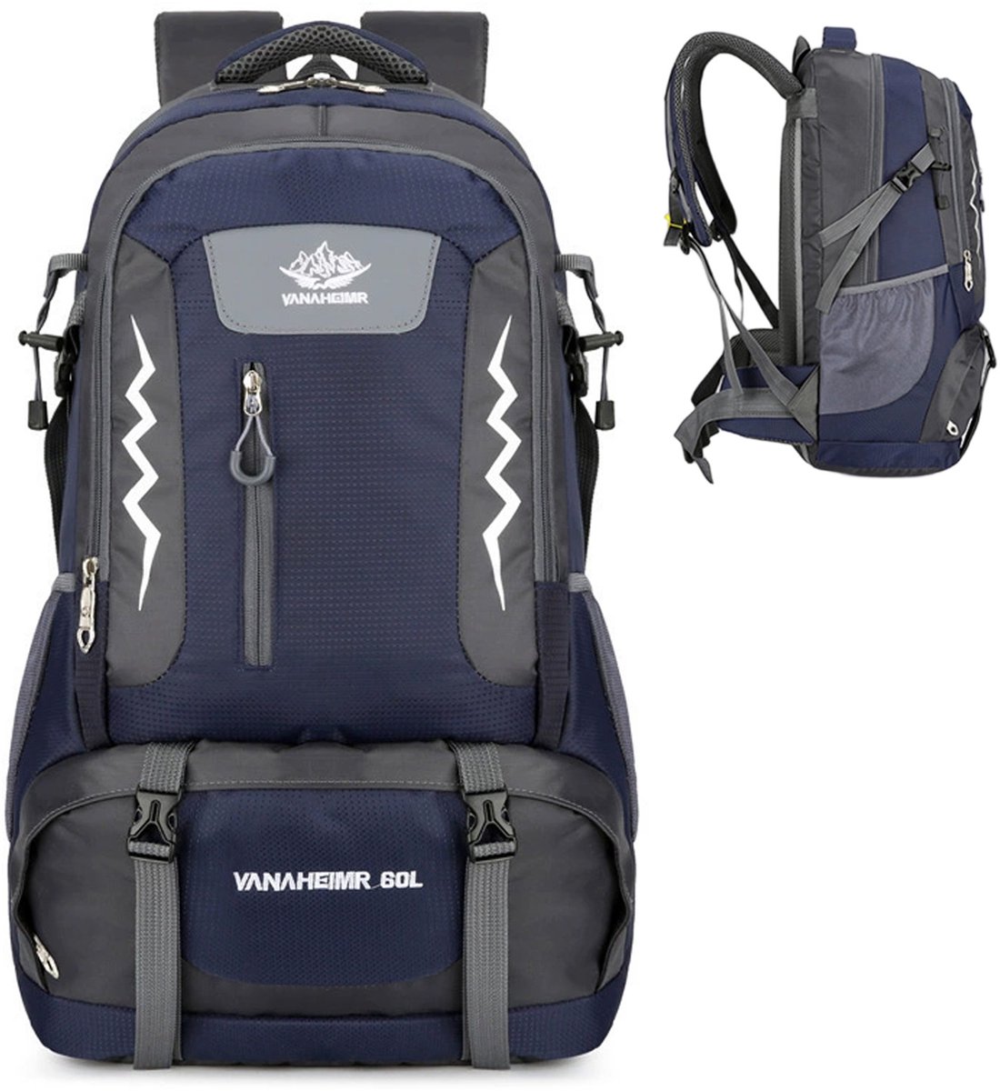 OKWISH Backpacks - Trekkingrugzak Zwart Met Verstelbare Borstband Voor Lange Reizen - Robuust Nylon - Donkerblauw - 55 × 30 × 20cm