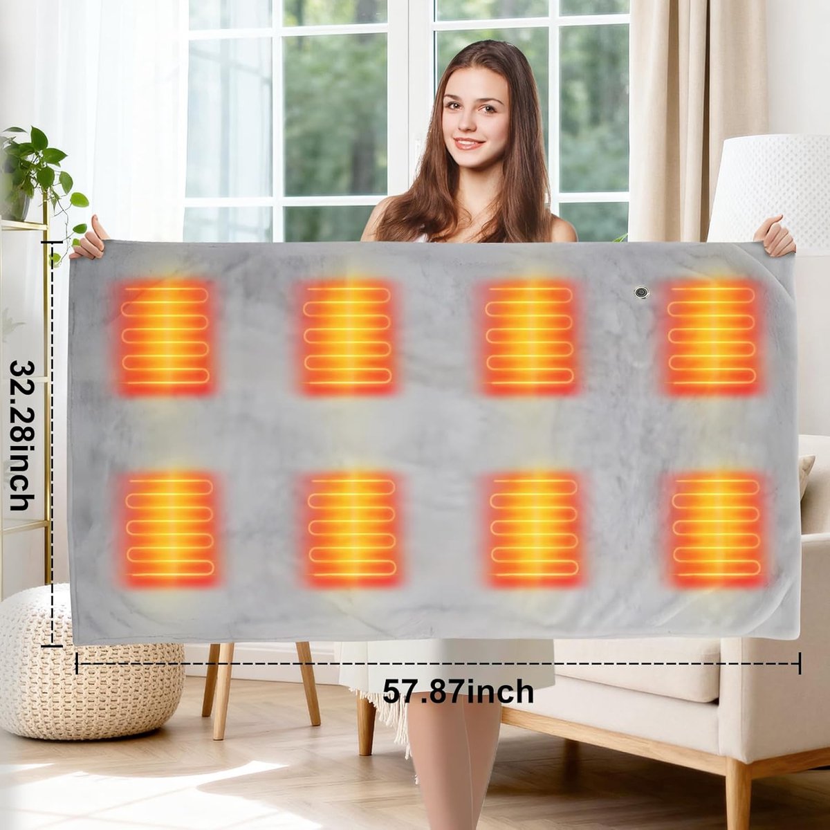 Warmtedeken - Elektrisch Verwarmde Sjaal met USB-Aansluiting - Draadloze Verwarmde Deken - 3 Warmtestanden - Verwarmde Sjaal/Poncho/Omslagdeken met Ritssluiting - Ideaal Voor Buiten - Op Reis Of Tijdens Het Kamperen - Batterij Niet Inbegrepen – foto 4