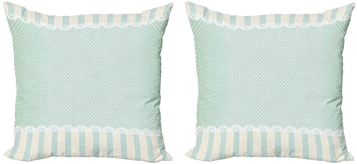 ABAKUHAUS Shabby Flora Kussenhoezen – 2x50x50 cm – Dubbelzijdig bedrukt – Met rits Mandel Grüne Creme Weiß