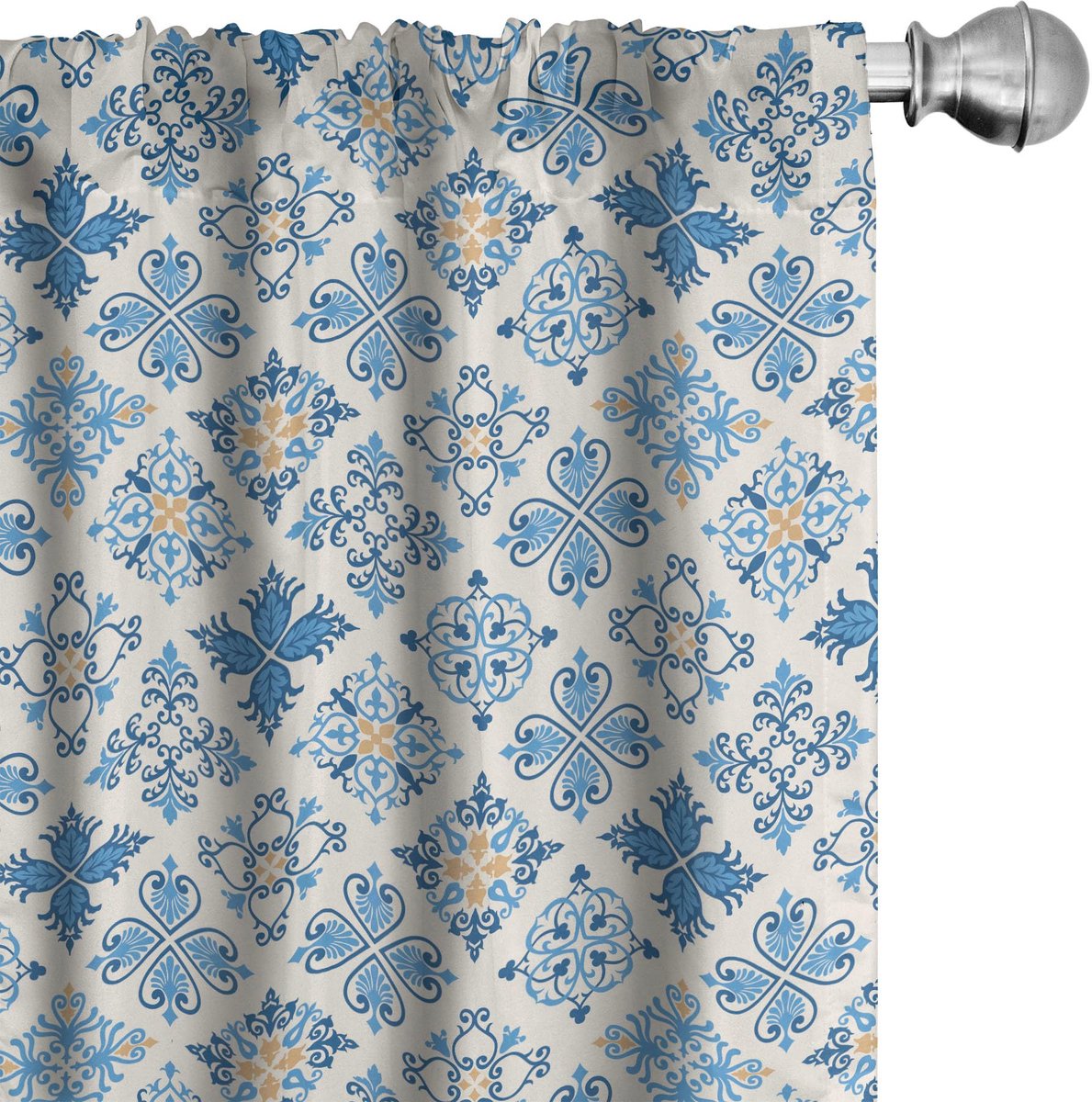 ABAKUHAUS Voorhangen – 2x75x175 cm – Mikrofaser – Halfdonker – Hemelsblauw/Wit