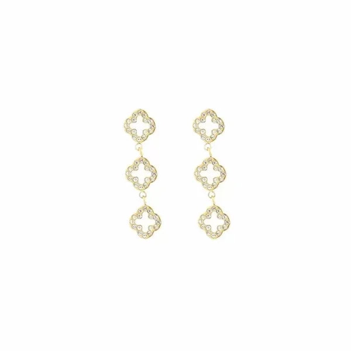 Oorbellen met klavers | Glitter klaver oorbellen | Statement oorbellen | Oorhangers | Gouden oorbellen | Stainless steel | Waterproof | Nikkelvrij | Verkleurt niet | Cadeau | Dames sieraden