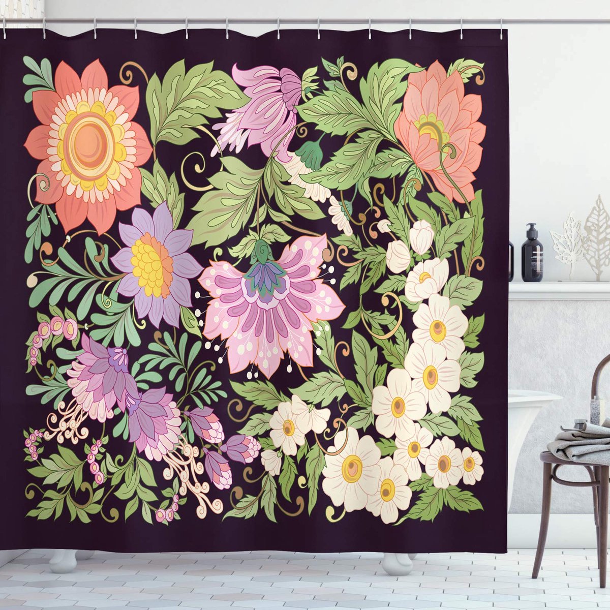 ABAKUHAUS Douchgordijn – 175x220 cm – Donkerbruin – waterafstotend