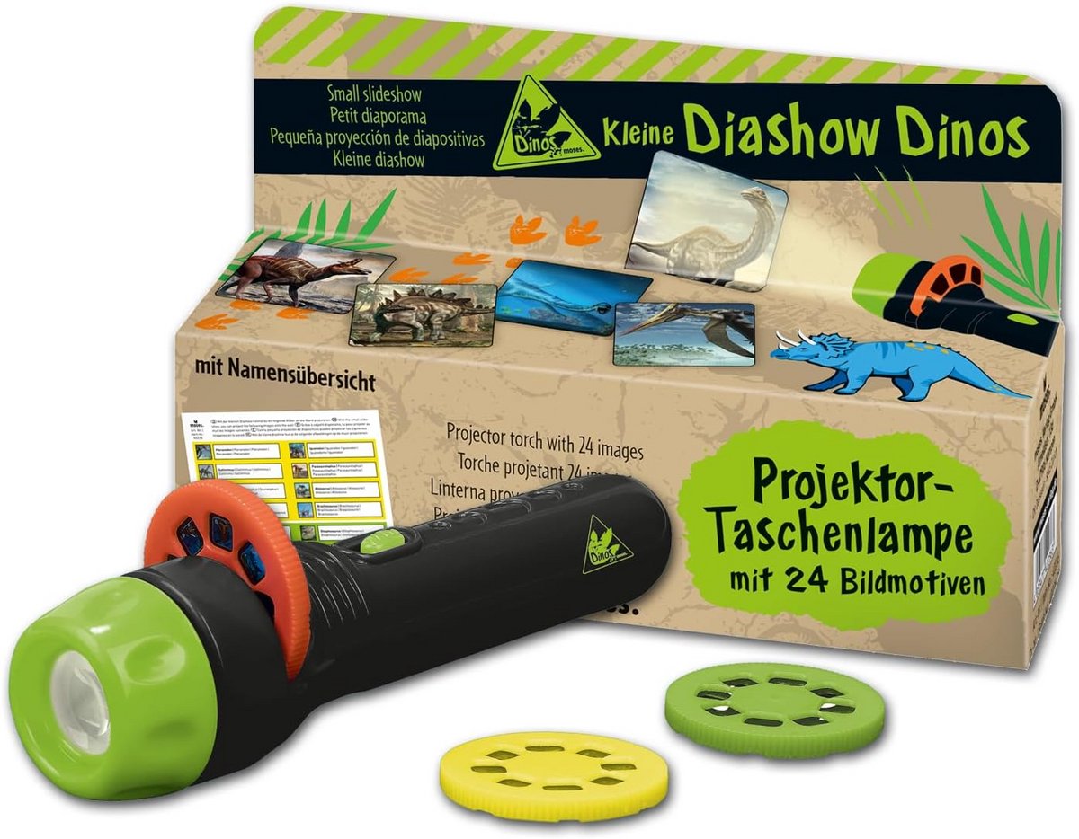 Dinosaurus Projector Zaklamp voor Kinderen met 24 Oeroude Afbeeldingen en Namenoverzicht