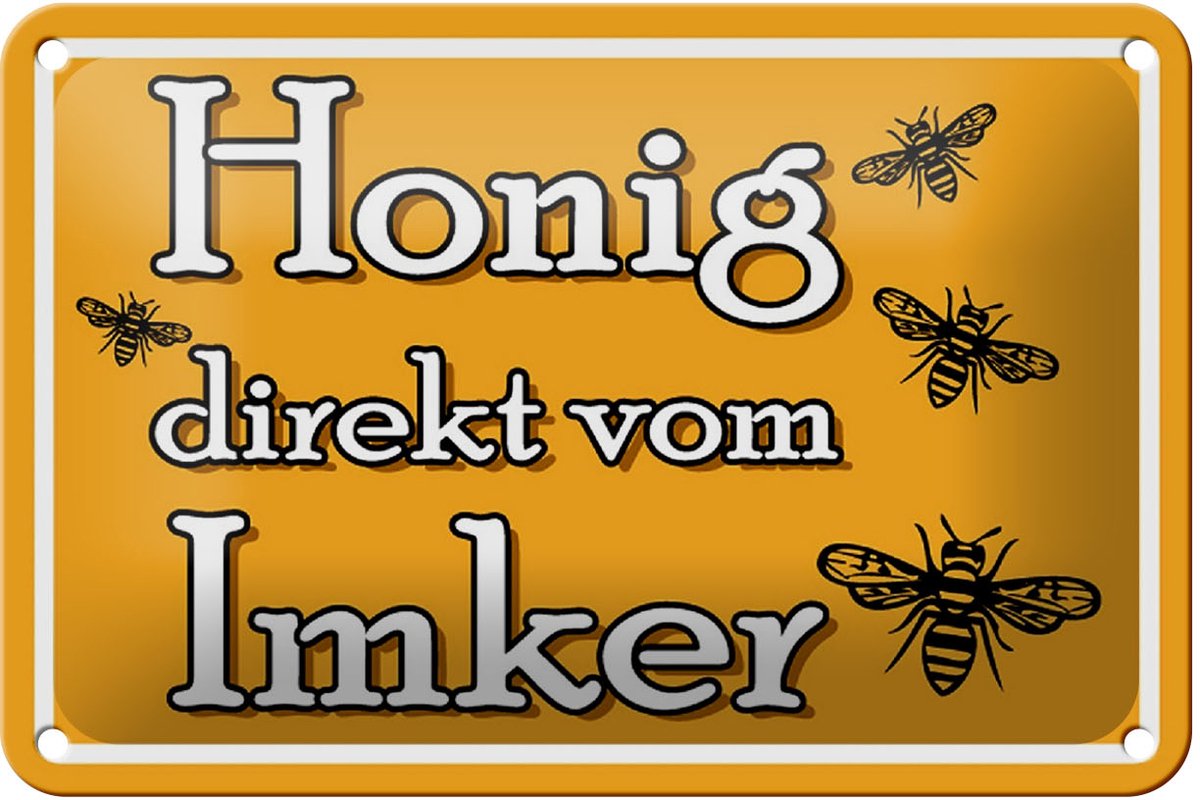Blechschild Hinweis 18x12cm Honig direkt vom Imker