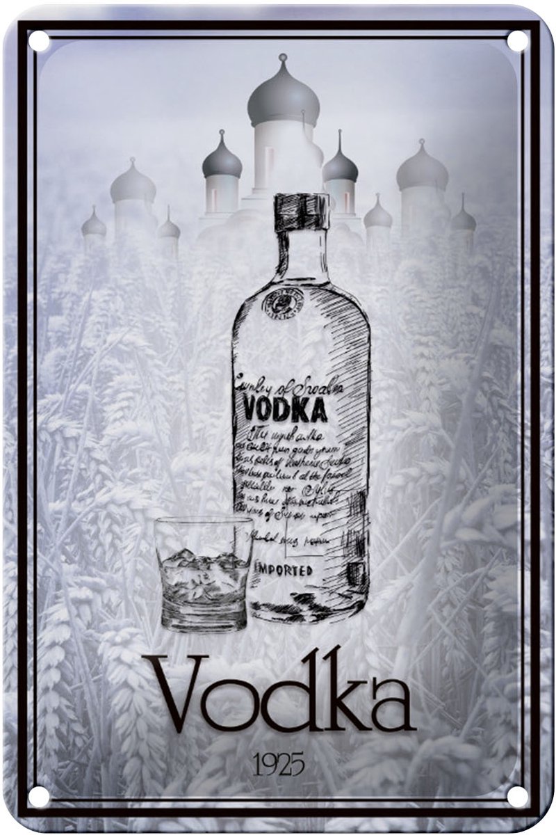 Blechschild Alkohol 12x18cm 1925 Vodka imported