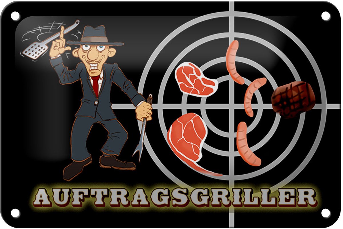 Blechschild Essen 18x12cm Auftragsgriller Fleisch