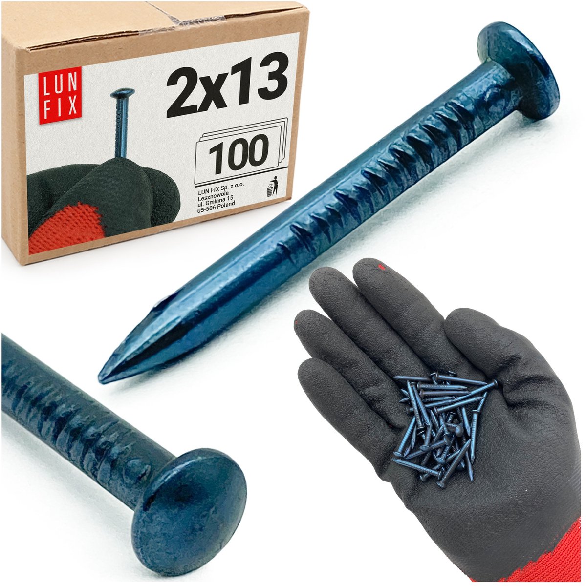 LUN FIX - Stahlnägel 2x13 mm - 100 Stk. - Geblauwde staal - Platte kop - Plinten, beton, decoratielijsten, modelbouw