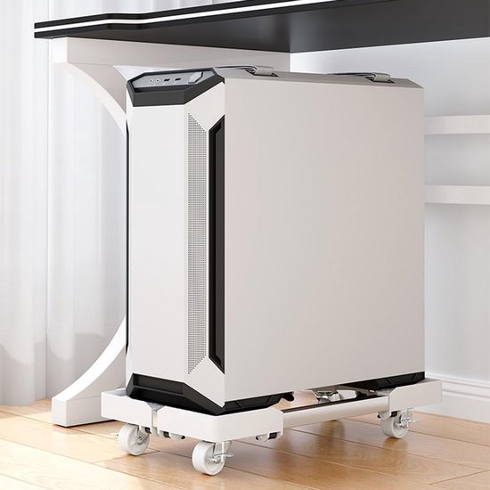 Unyqoos® In hoogte verstelbare pc-standaard met wielen en geïntegreerd laadstation 4x... | bol