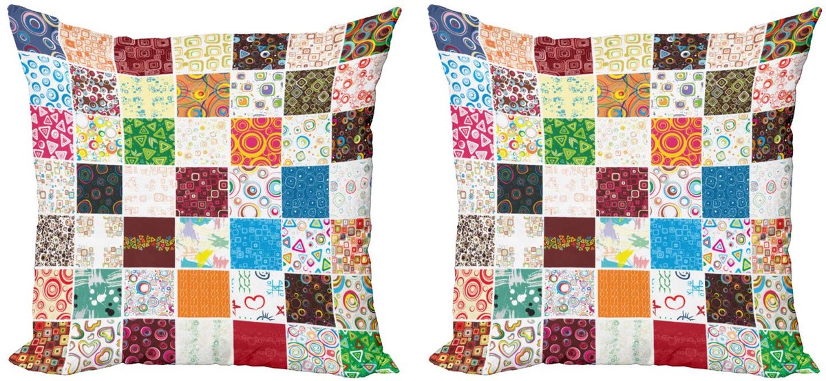 ABAKUHAUS Decoratieve kussenhoes – 2-pack – Patchwork – Groen Aqua – 45 x 45 cm