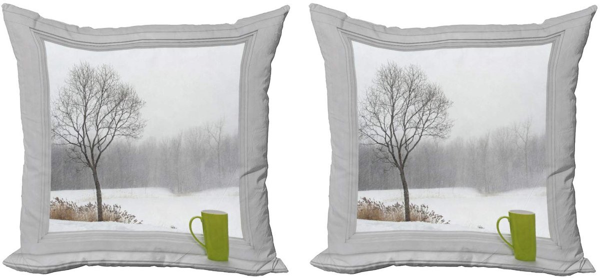 ABAKUHAUS Winter kussenhoes-set – 2x50x50 cm – dubbelzijdige druk Apfelgrün
