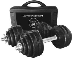 AJ-Sports Verstelbare Dumbell set 30kg - Halterset - Gewichten - 2 x 15kg - Gewichten set - Halter set - Fitness gewichten - Krachttraining - Fitness - Inclusief handige opberg box