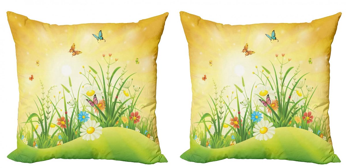 ABAKUHAUS kussenhoes – lente set 2x50x50 cm – dubbelzijdig bedrukt