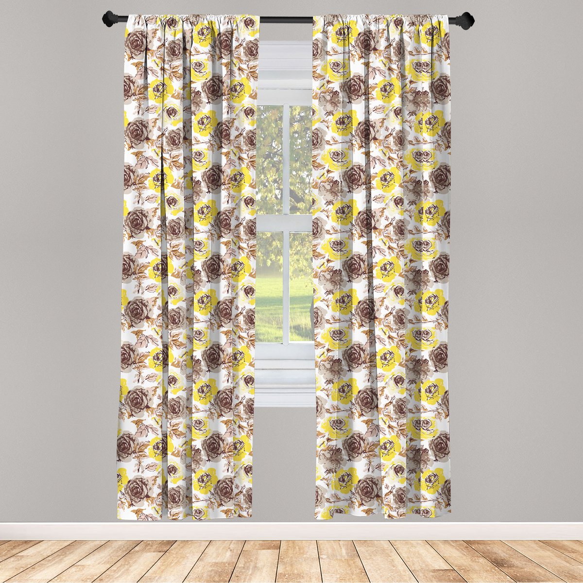 ABAKUHAUS Gordijn – Grungy rozen – 2x75x175 cm – microvezel