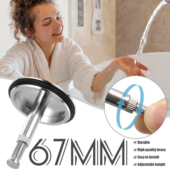 Universele Badstop en Wastafelstop 43mm - Verstelbare Afvoerplug van ...