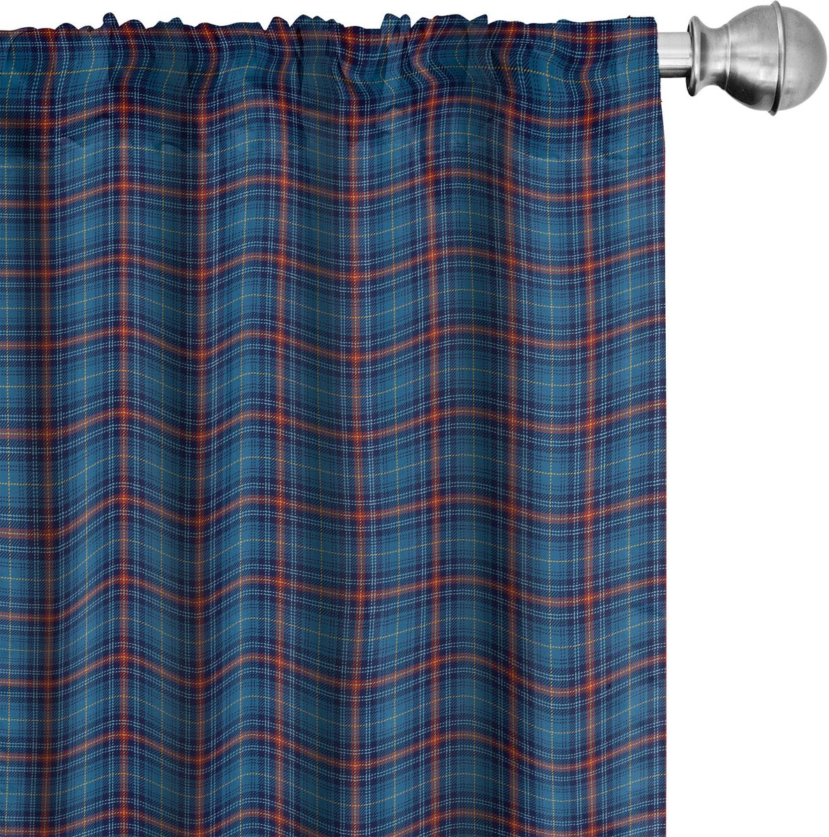 ABAKUHAUS geruite gordijnen – 2-delige set 75x225 cm – microvezel blauw