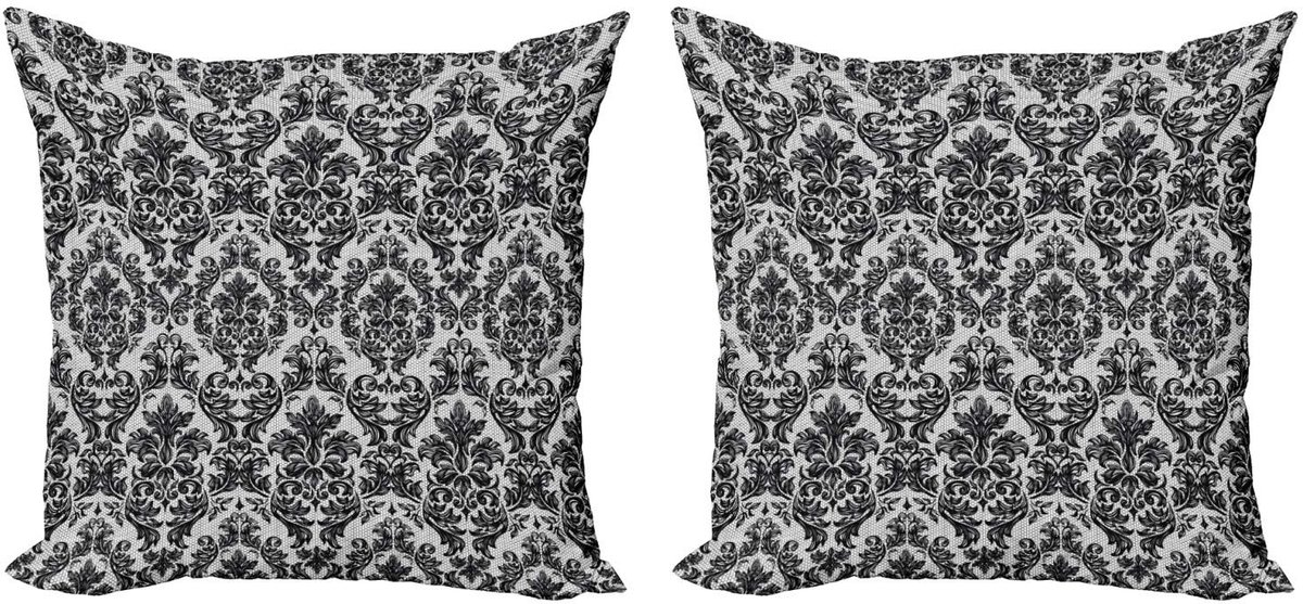 ABAKUHAUS Barok-kussenhoes – 2x45x45 cm – Dubbelzijdig bedrukt – Zwart/Wit Zwart en wit