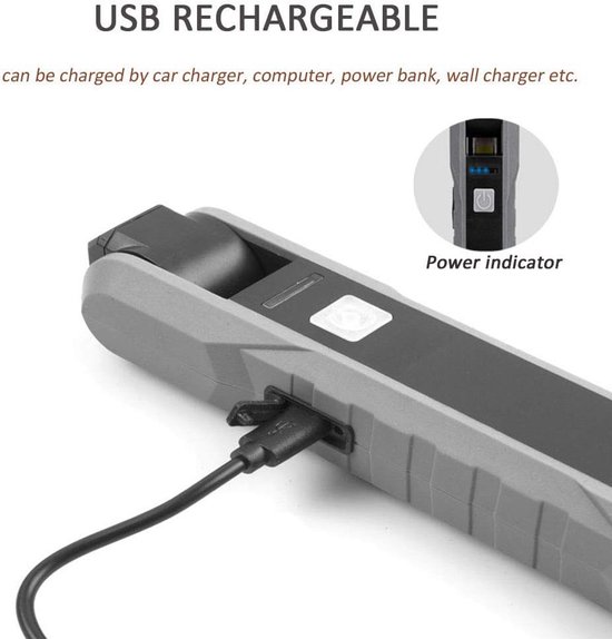 WASAGA COB LED Werklamp – USB-oplaadbaar – 270° Draaibaar – Met Magneet En Haak – 2000 MAh Powerbankfunctie – 2 Lichtmodi – Voor Binnen En Buiten – Handig En Draagbaar