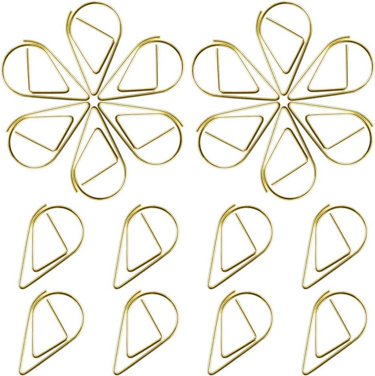 150 Gouden Waterdruppelvormige Paperclips - Kleine Metalen Kantoorbenodigdheden voor Documenten en Bladwijzers