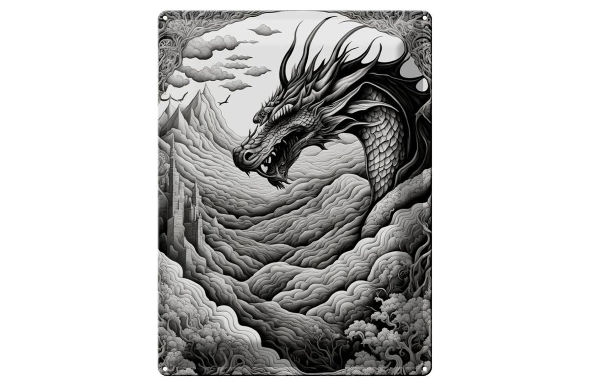 Blechschild 12x18cm Drachenschlange 3