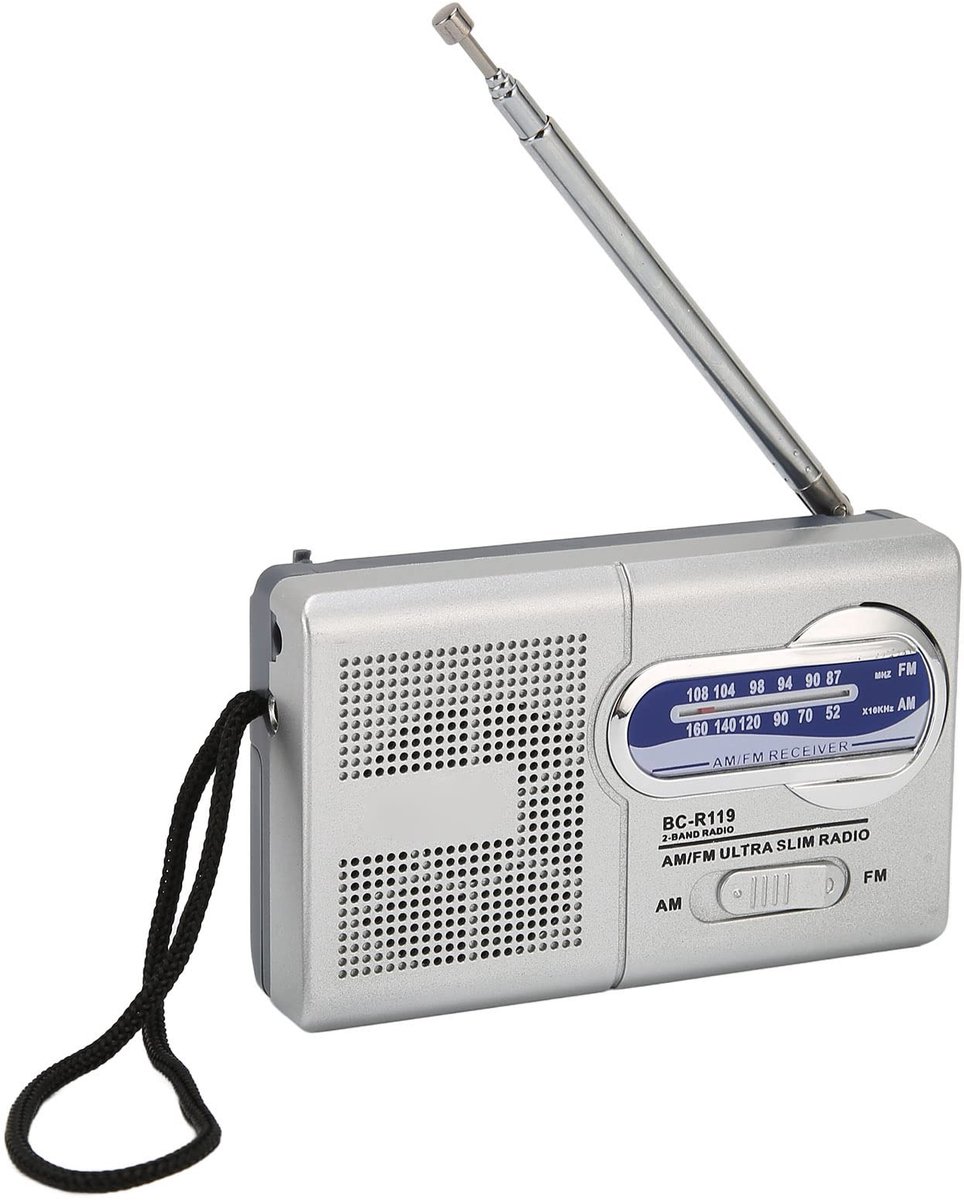 Unyqoos® Compacte en veelzijdige AM FM radio met hoofdtelefoonaansluiting voor thuis en onderweg
