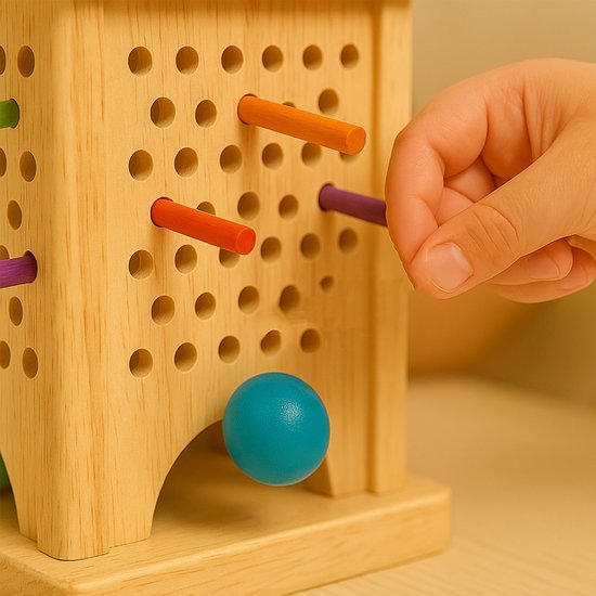 Japace Montessori Houten bordspel, 42 gekleurde houten staafjes, dobbelspel, wiskunde, educatief speelgoed vanaf 3-6 jaar, fijne motoriek tel-speelgoed, familiespel, reisspel voor kinderen