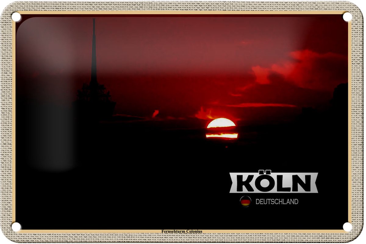 Blechschild Städte Köln Fernsehturm Colonius 18x12cm Geschenk Schild