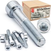 Zylinderkopfschrauben met inbus - M 10 x 50 mm - deelgewinde - 1kg (23 stuks) - Verzinkt staal