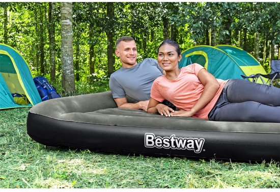 Bestway - Luchtbed - 2-Persoons - 152×203×30 cm - Groen - Met Ingebouwde Batterijpomp - 2-persoons Luchtbed - Luchtbed Camping - Luchtbed Buiten - Luchtbed Met Ingebouwde Pomp - Luchtbed Met Hoofdkussen van Merkloos — afbeelding 4