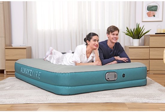 Bestway AlwaysAire - Luchtbed - 2-Persoons - 152×203×36 cm - Grijs/Blauw - Met Verwijderbare Oplaadbare Pomp - 2-persoons Luchtbed - Altijdzair - Verwijderbare Pomp - Oplaadbare Pomp - Camping van Merkloos — afbeelding 5