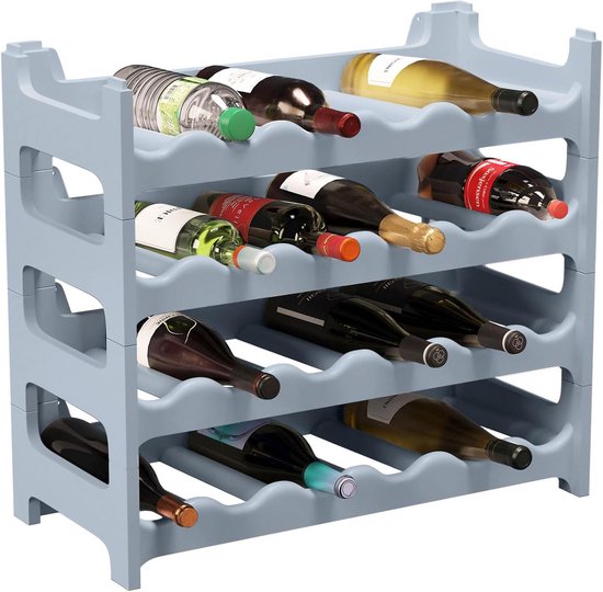 Lifewit Stapelbaar flessenrek voor 12 flessen, kunststof wijnrek voor koelkast, kast, werkblad, kantoor, 2 etages, flessenhouder, wijnflessenhouder, flessenorganizer, rek
