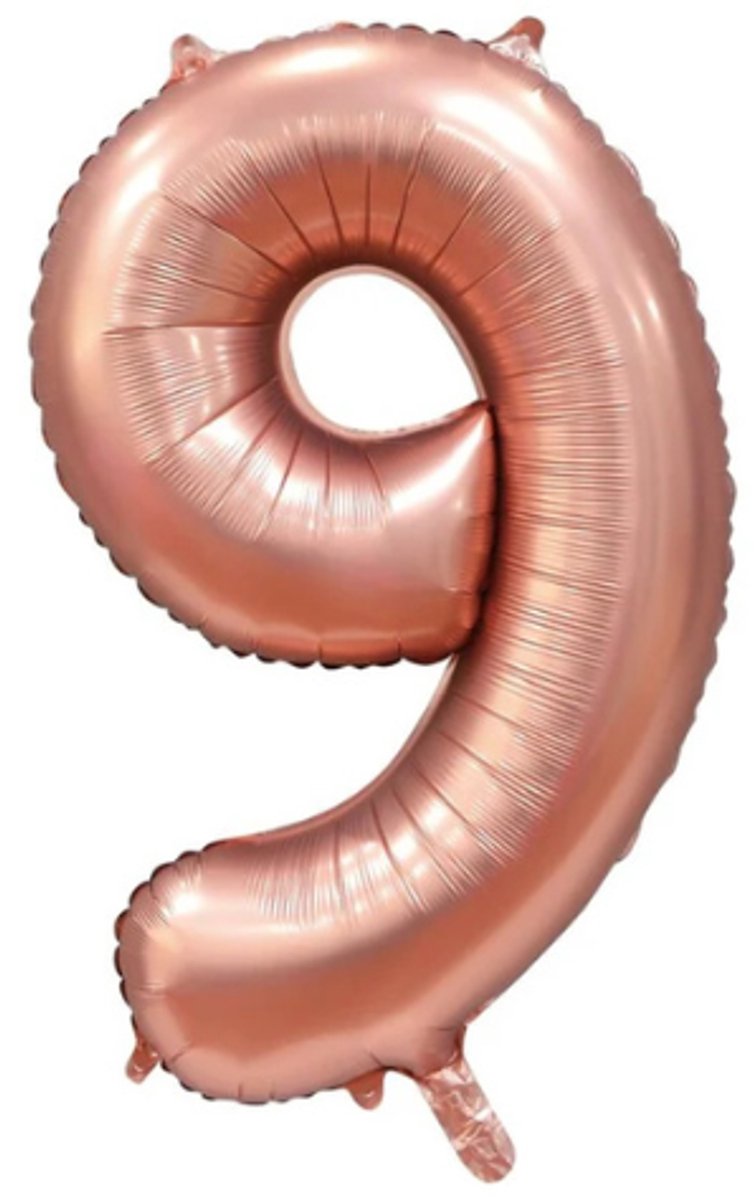 cijferballon 9 rose goud 86cm